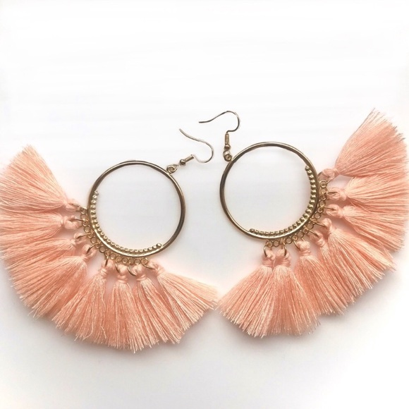 “Arriba!” Tassel Fringe Statement Hoop Earrings - Picture 3 of 14